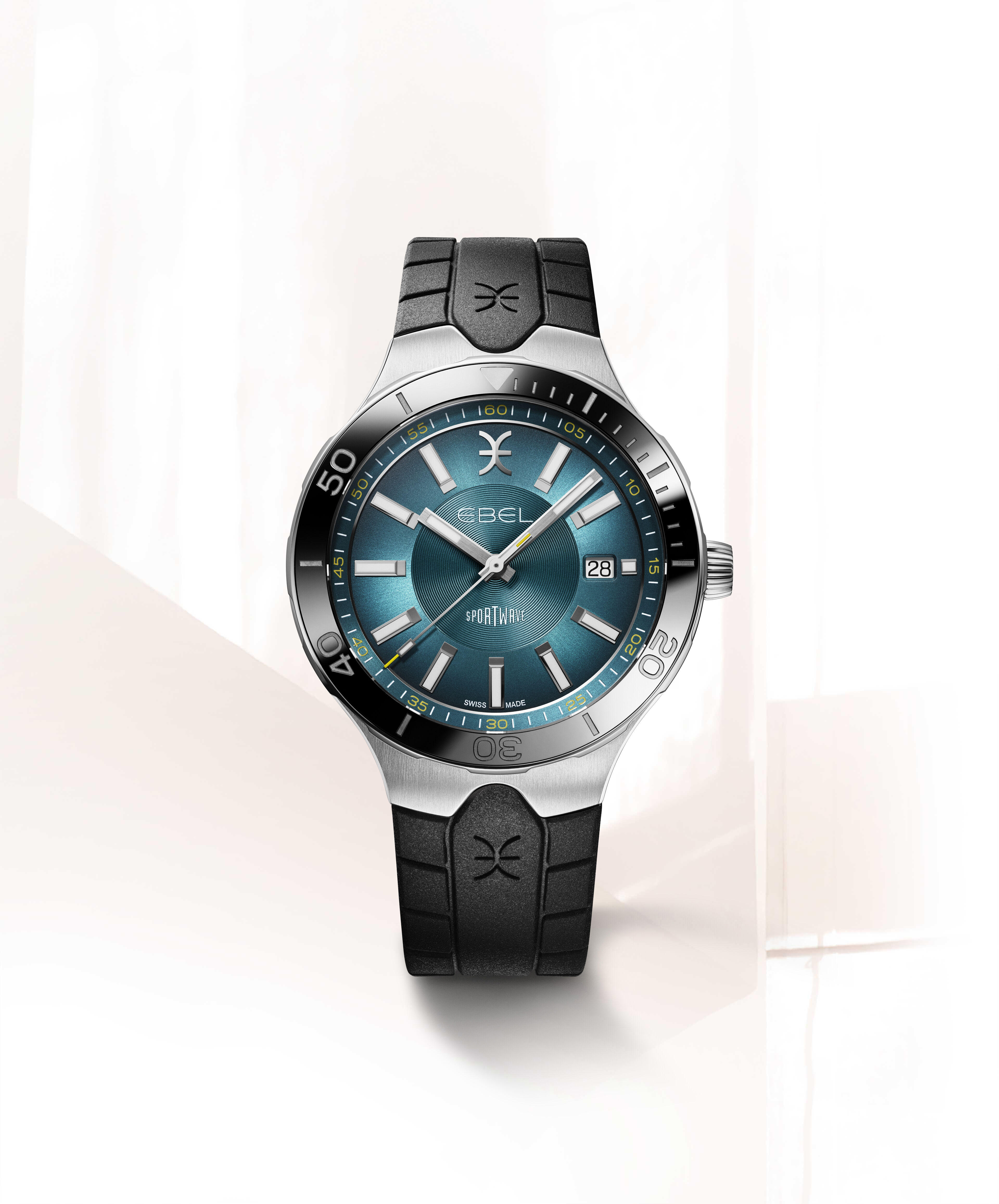 EBEL Men s watch EBEL Sportwave stainless steel with black ceramic bezel ring